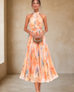 Aurora | Halter Neck Dress with Watercolor Print