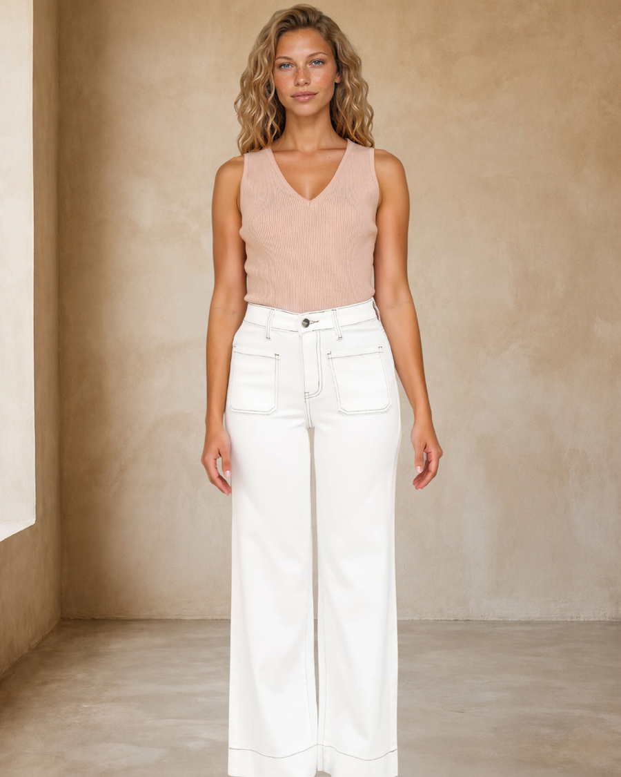 Cindy Wide Leg Jeans in White