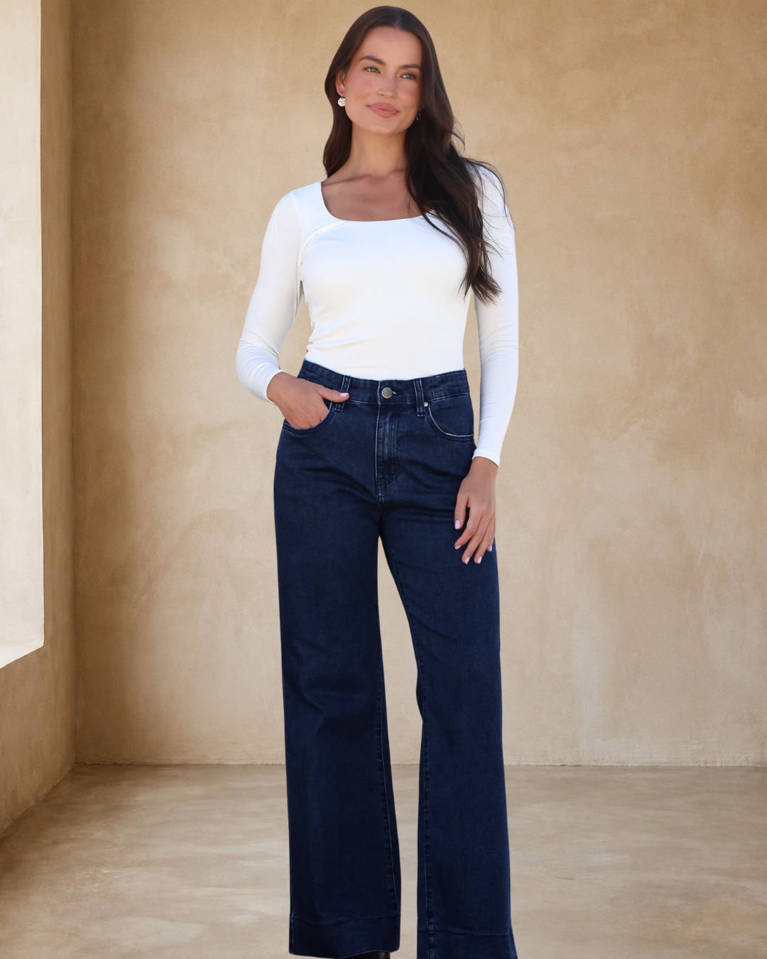 Jesse Jeans - High Waisted Wide Leg Jeans in Dark Denim