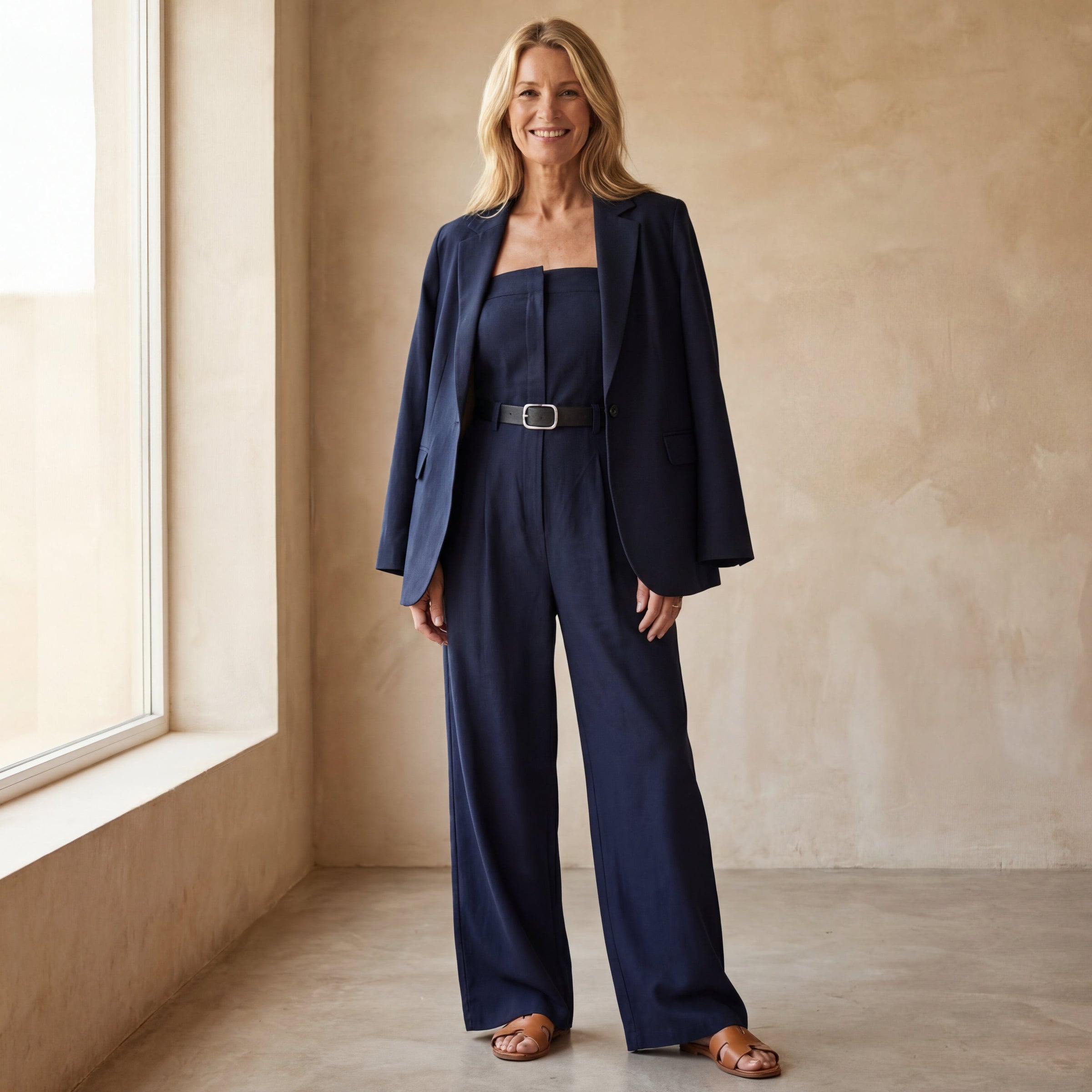 AINERA - Strapless Jumpsuit + Jacket Style Commuting Set