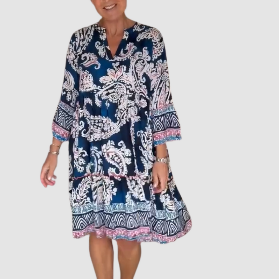 Vivian™ V-Neck Floral Print Dress