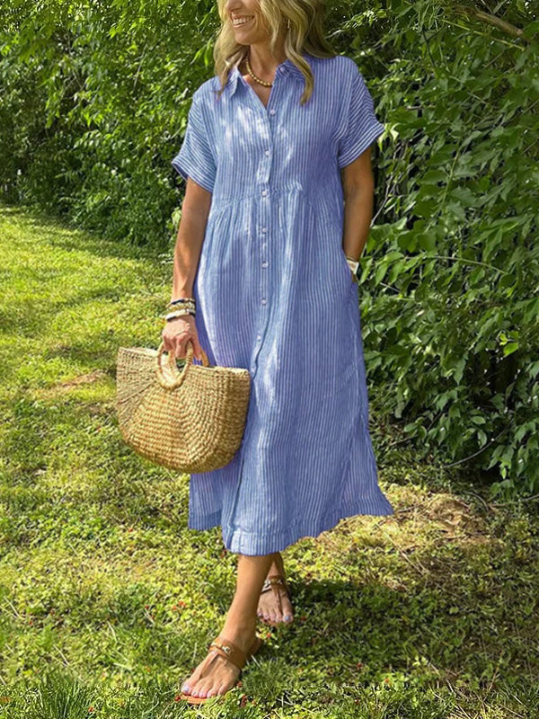 Women striped pocket dress