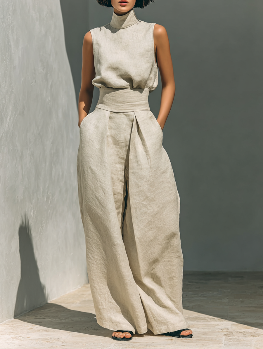Maria™ | Complete set with tank top and wide cotton and linen pants