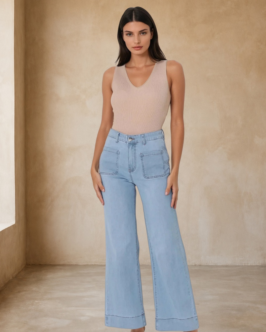 Cindy Wide Leg Jeans in Light Denim