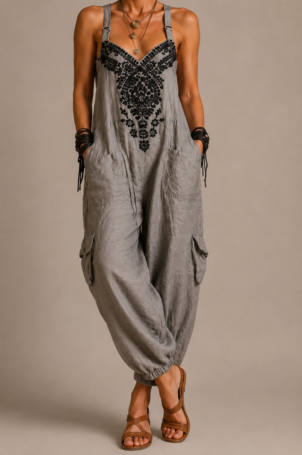 Amara™ Embroidered Linen Jumpsuit