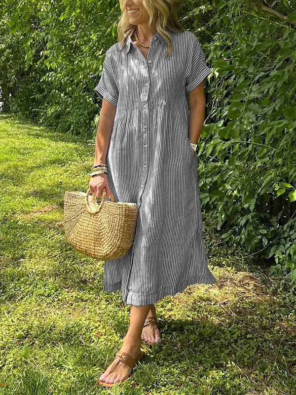 Women striped pocket dress