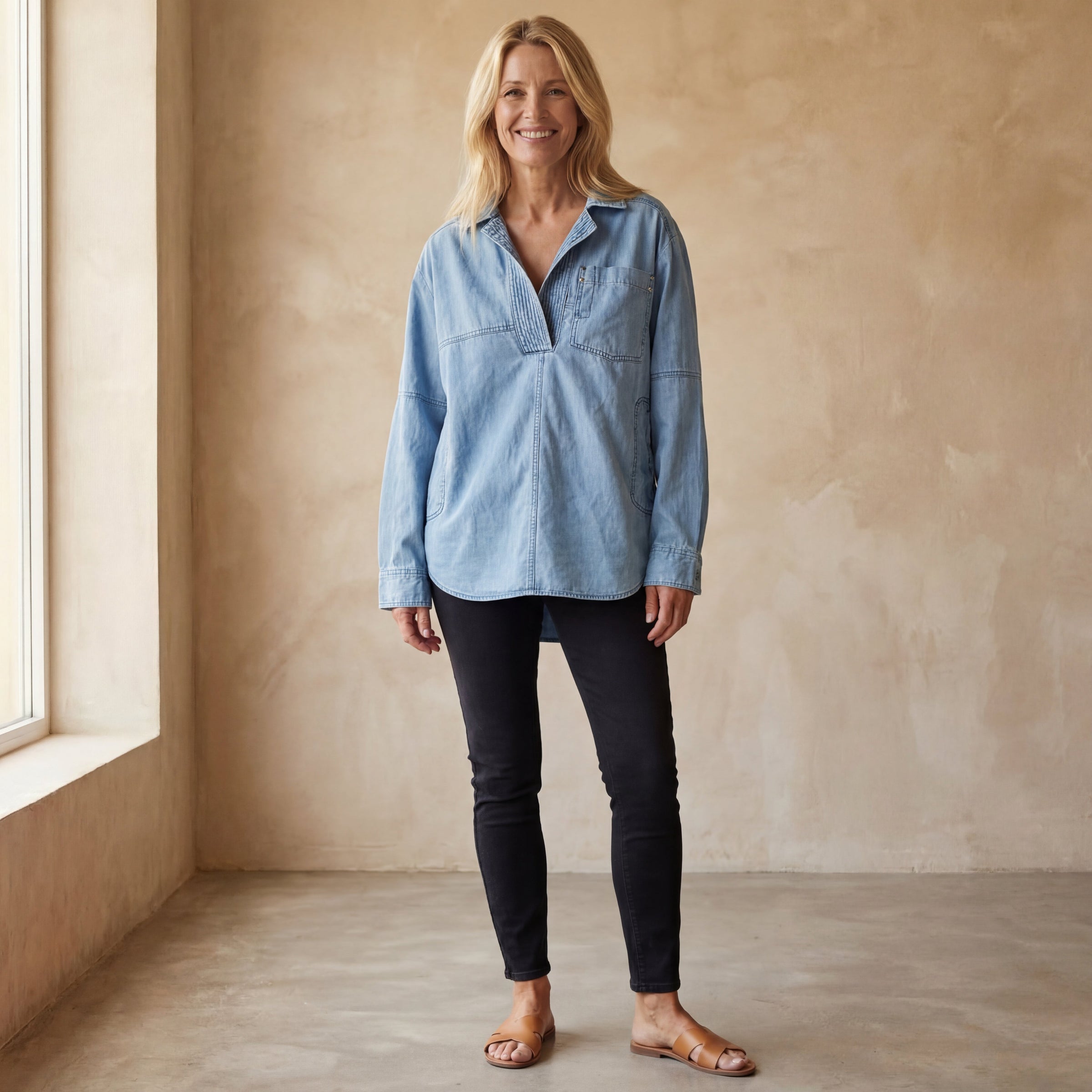 MIERESA - Oversized Denim Pullover