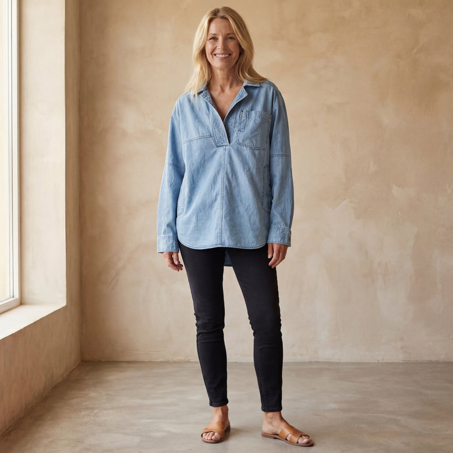 MIERESA - Oversized Denim Pullover