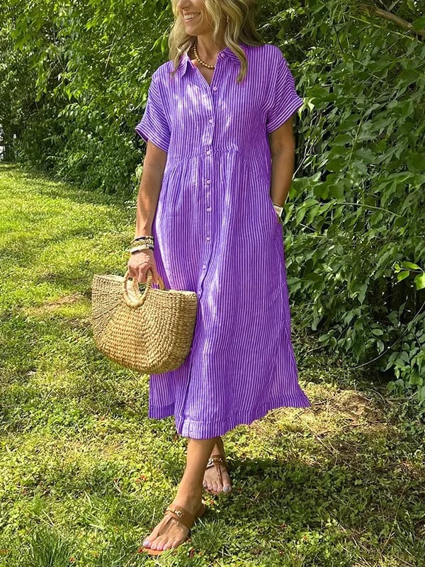 Women striped pocket dress