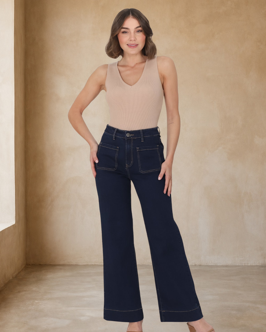 Cindy Wide Leg Jeans in Indigo