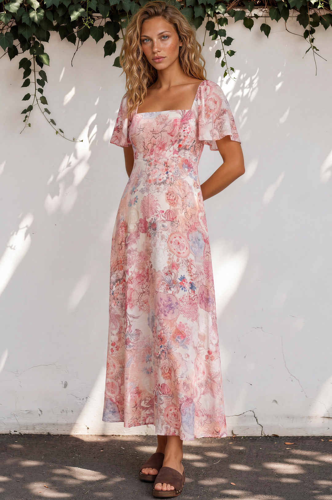 Ashby Maxi Dress - On or Off Shoulder A-Line Dress with Pockets in Alani Print
