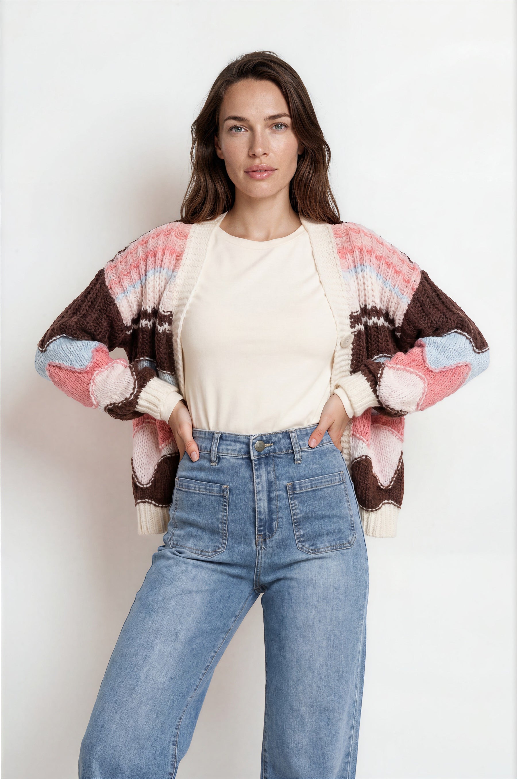 Cindy Wide Leg Jeans in Stone Wash Denim