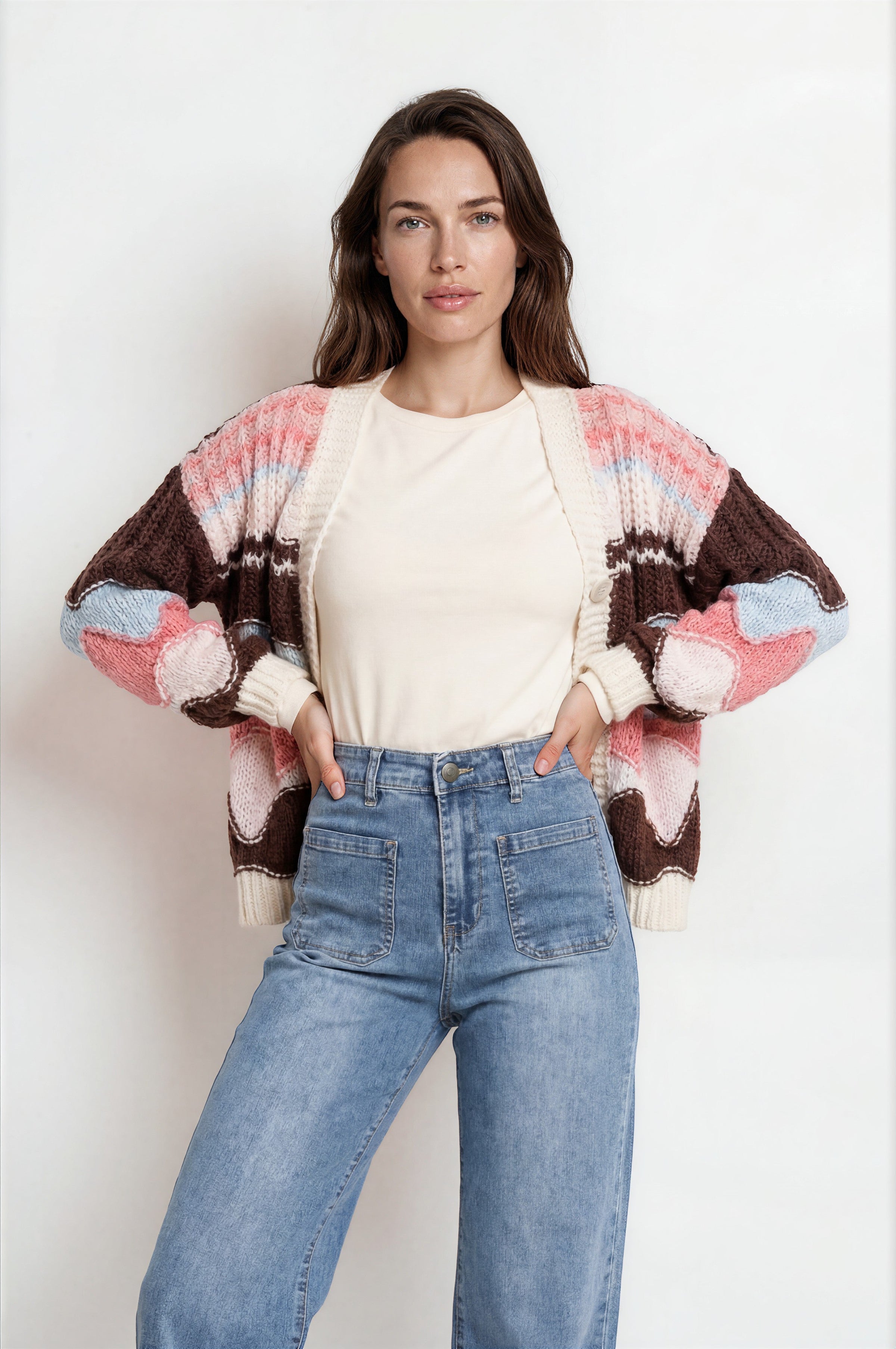 Cindy Wide Leg Jeans in Stone Wash Denim