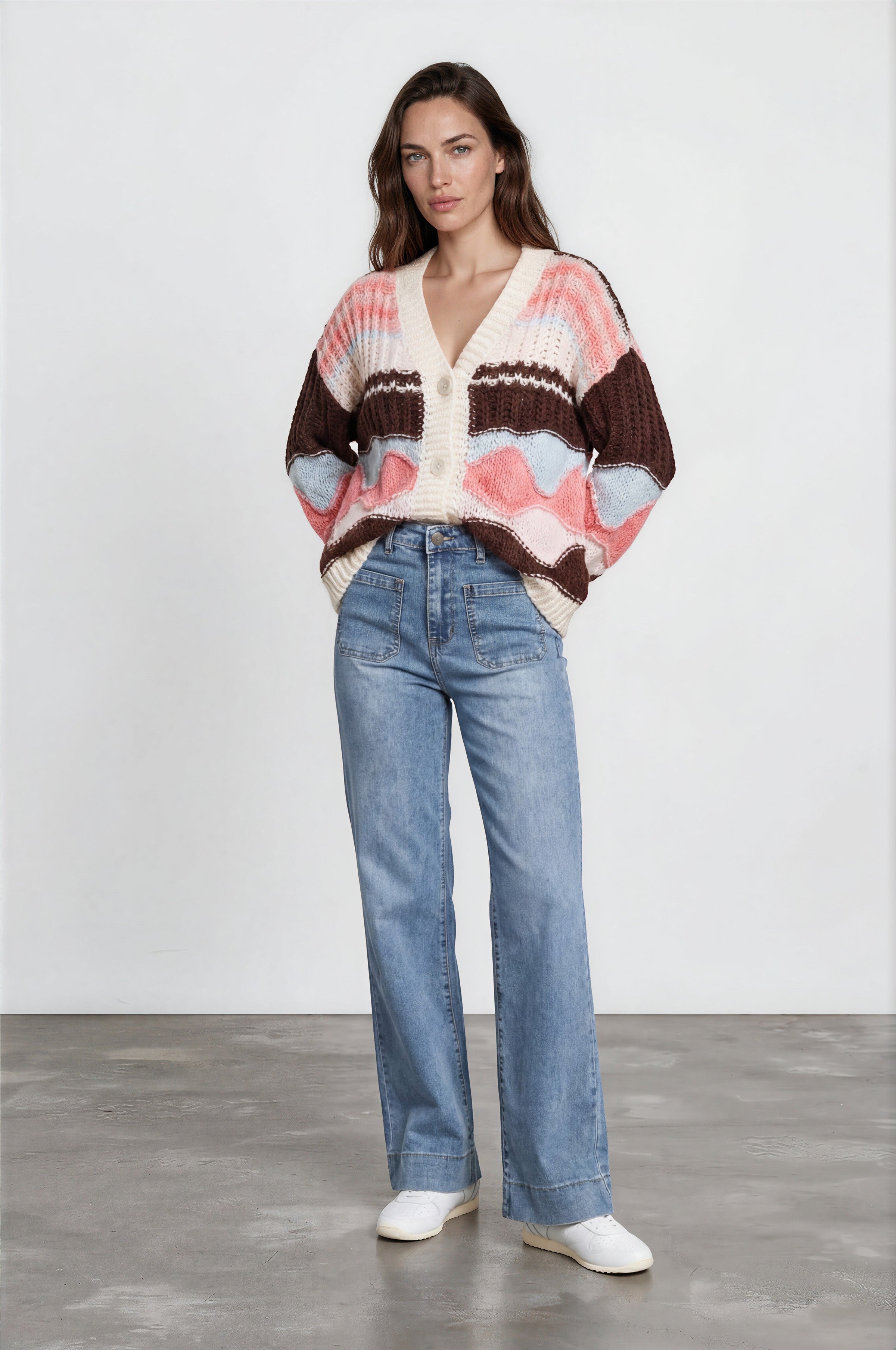 Cindy Wide Leg Jeans in Stone Wash Denim