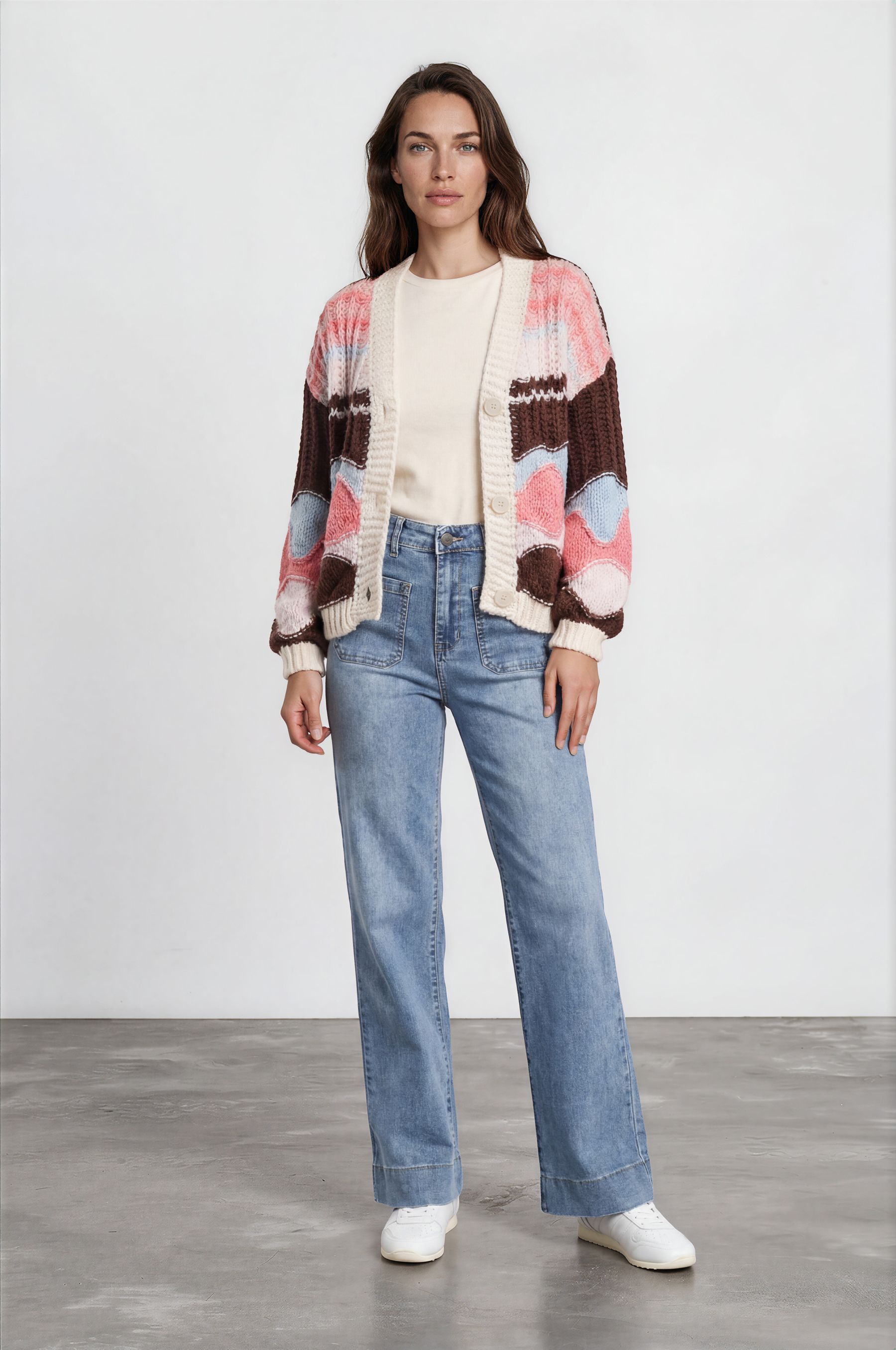 Cindy Wide Leg Jeans in Stone Wash Denim