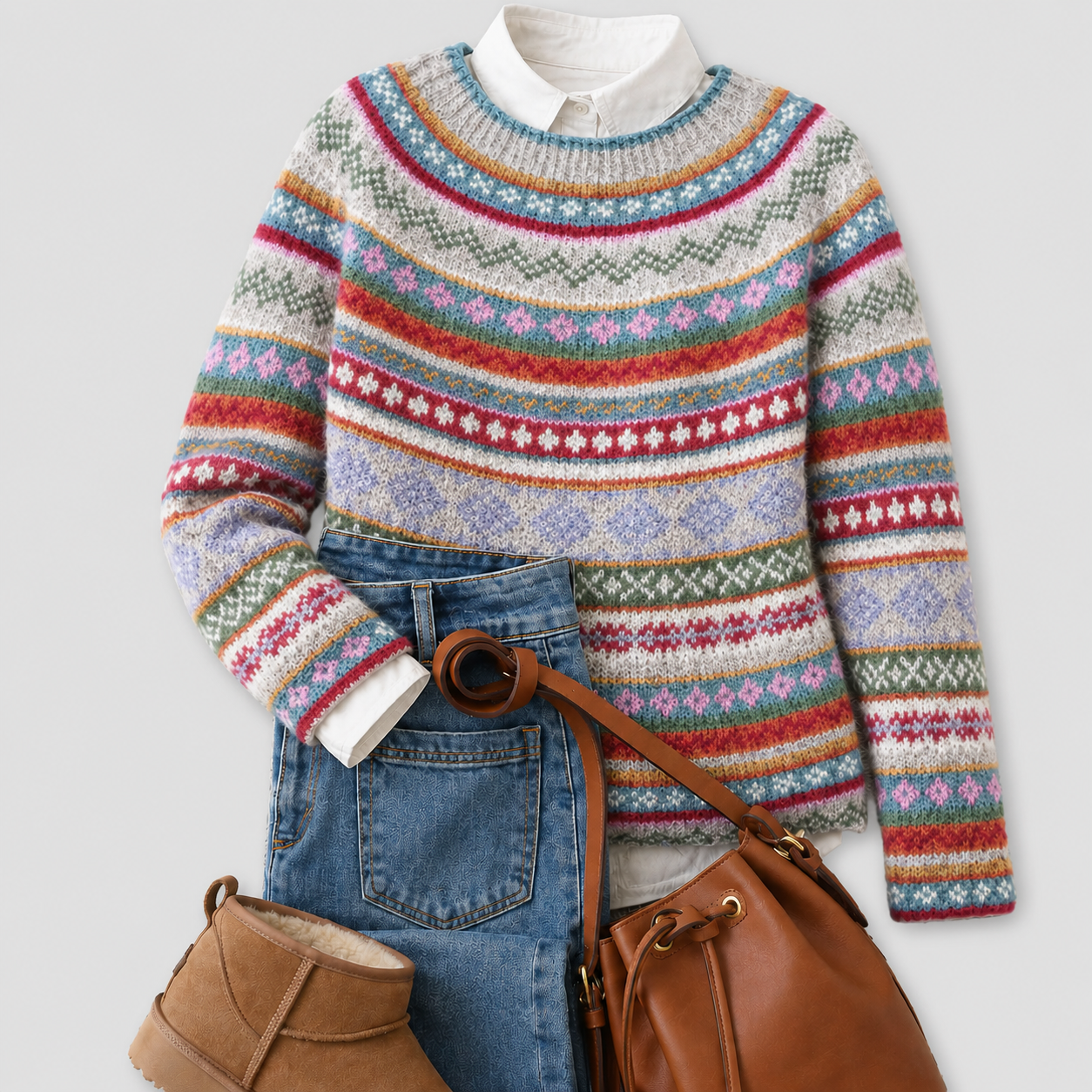 Mila™ | Colourful Nordic Knit Jumper — Final Edit