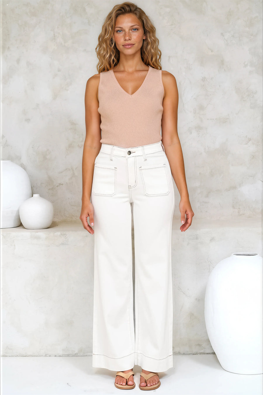 Cindy Wide Leg Jeans in White