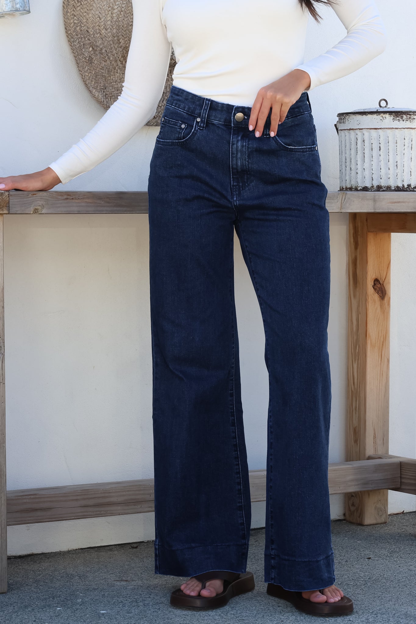 Jesse Jeans - High Waisted Wide Leg Jeans in Dark Denim