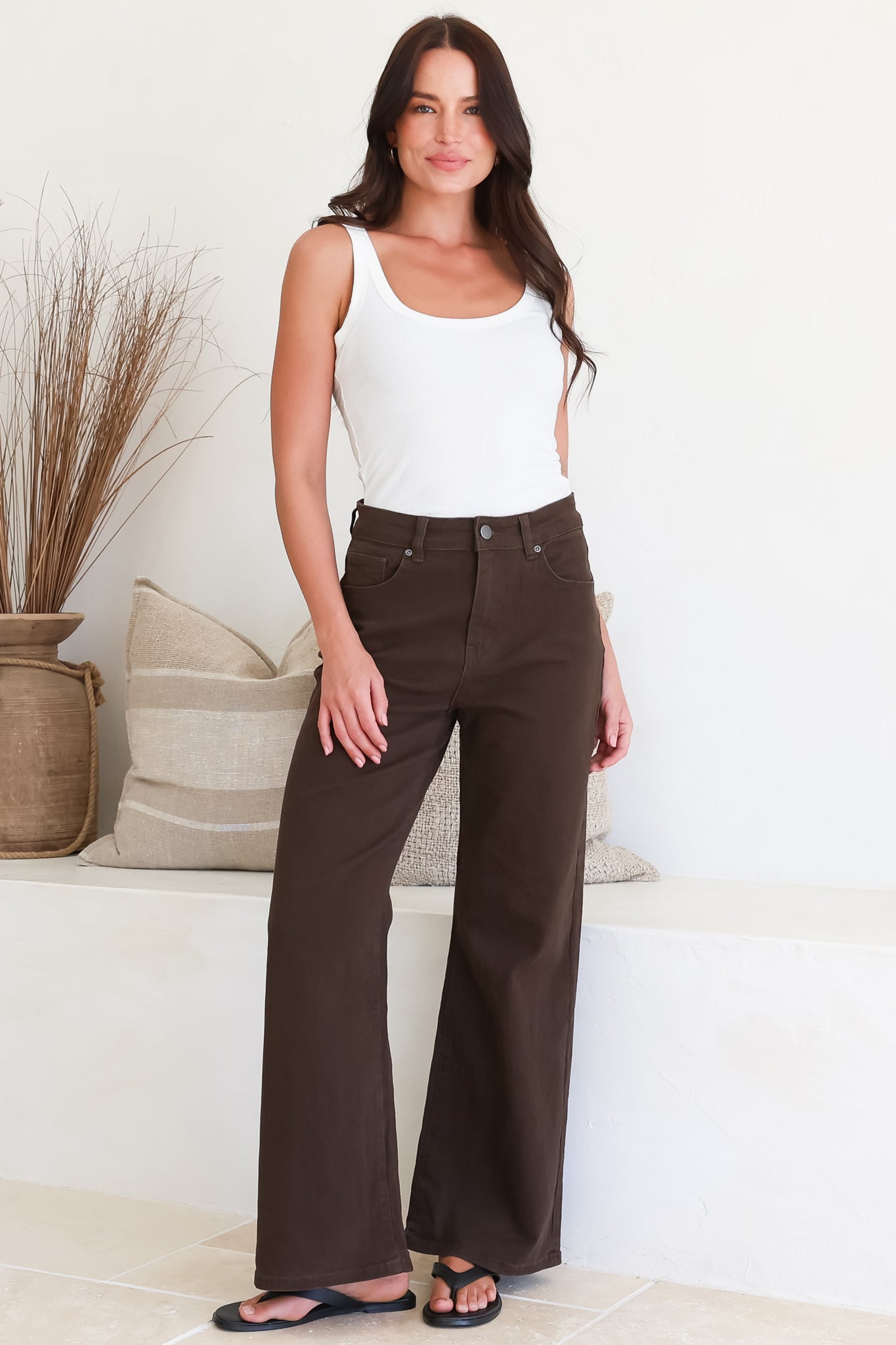 Samieka Jeans - Highwaisted Wide Leg Jean in Chocolate