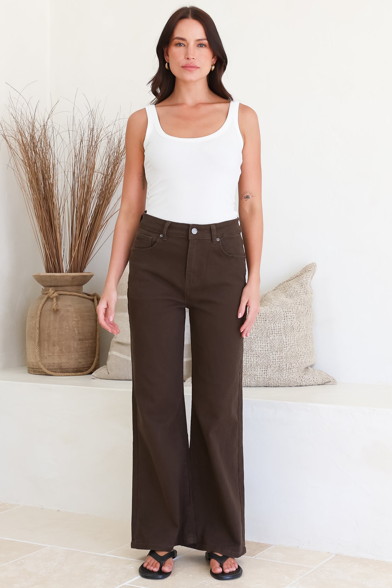 Samieka Jeans - Highwaisted Wide Leg Jean in Chocolate