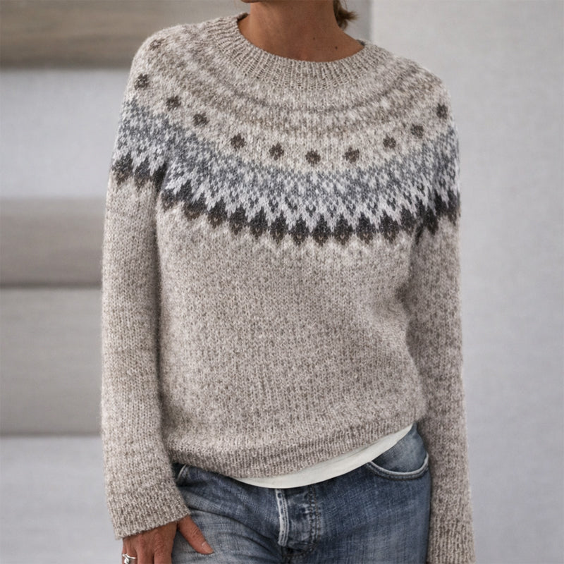 Sofia™ | Patterned Crewneck Knit Jumper — Final Edit