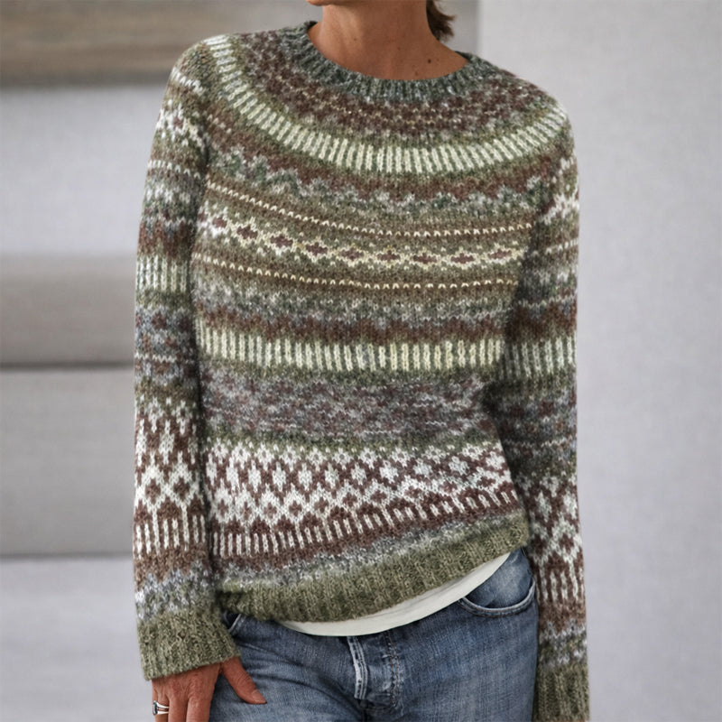 Sofia™ | Patterned Crewneck Knit Jumper — Final Edit