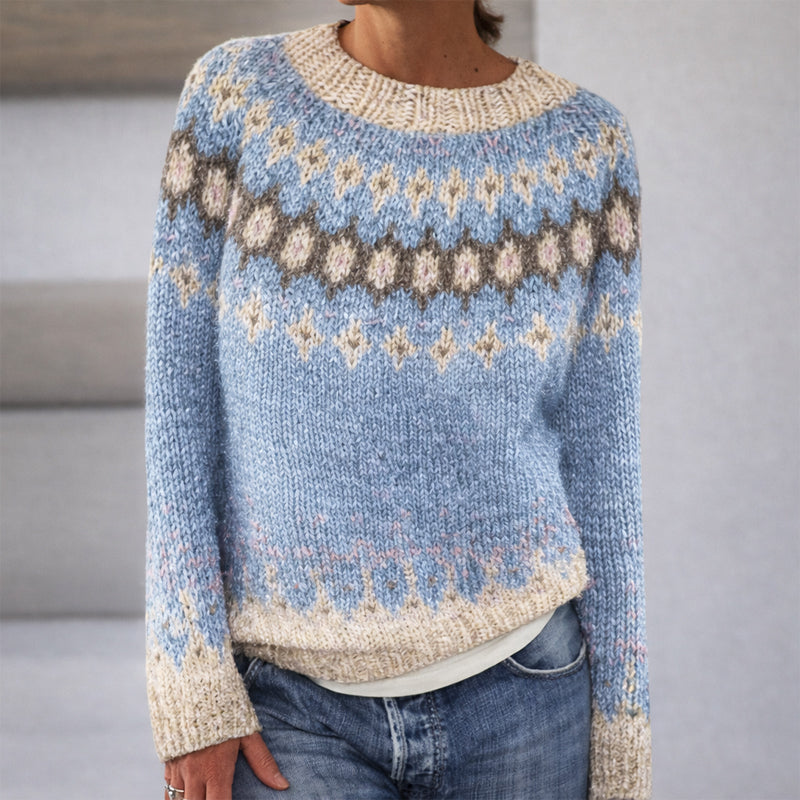 Sofia™ | Patterned Crewneck Knit Jumper — Final Edit