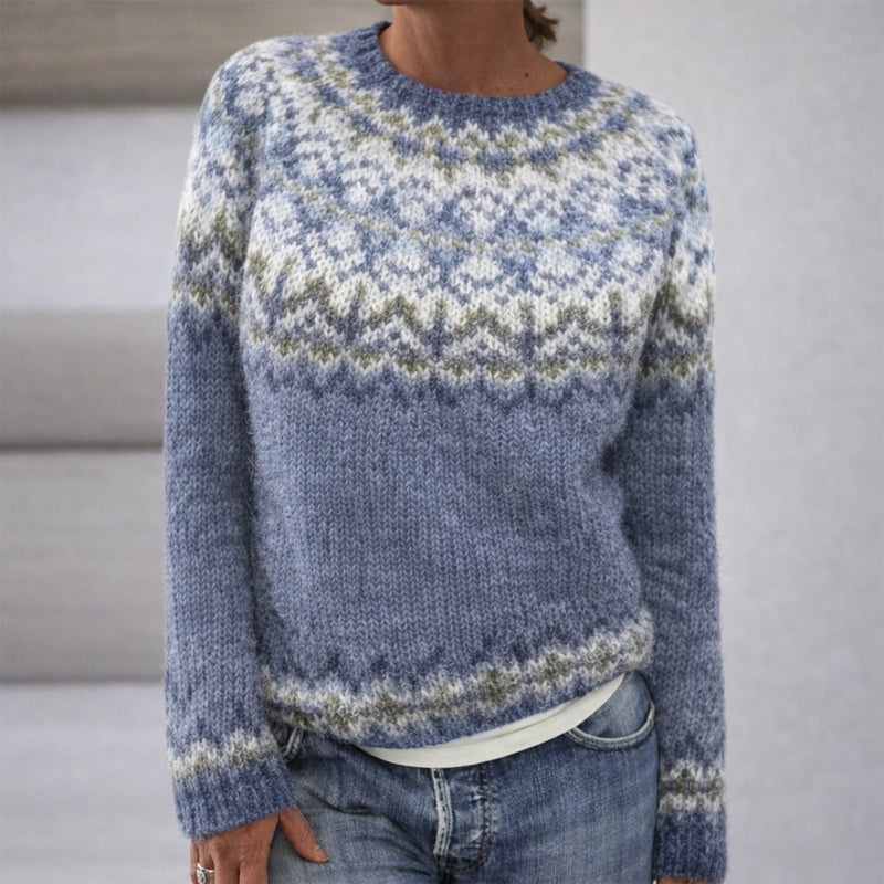 Sofia™ | Patterned Crewneck Knit Jumper — Final Edit