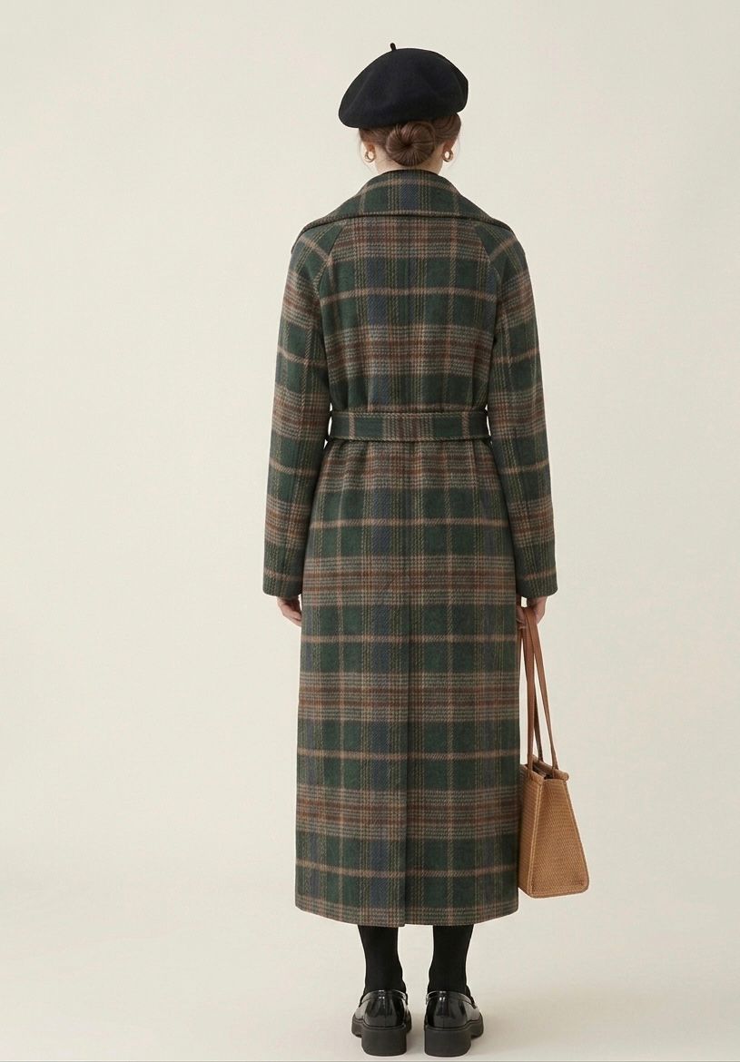 Ivy | Forest Green Check Longline Coat  — Final Edit