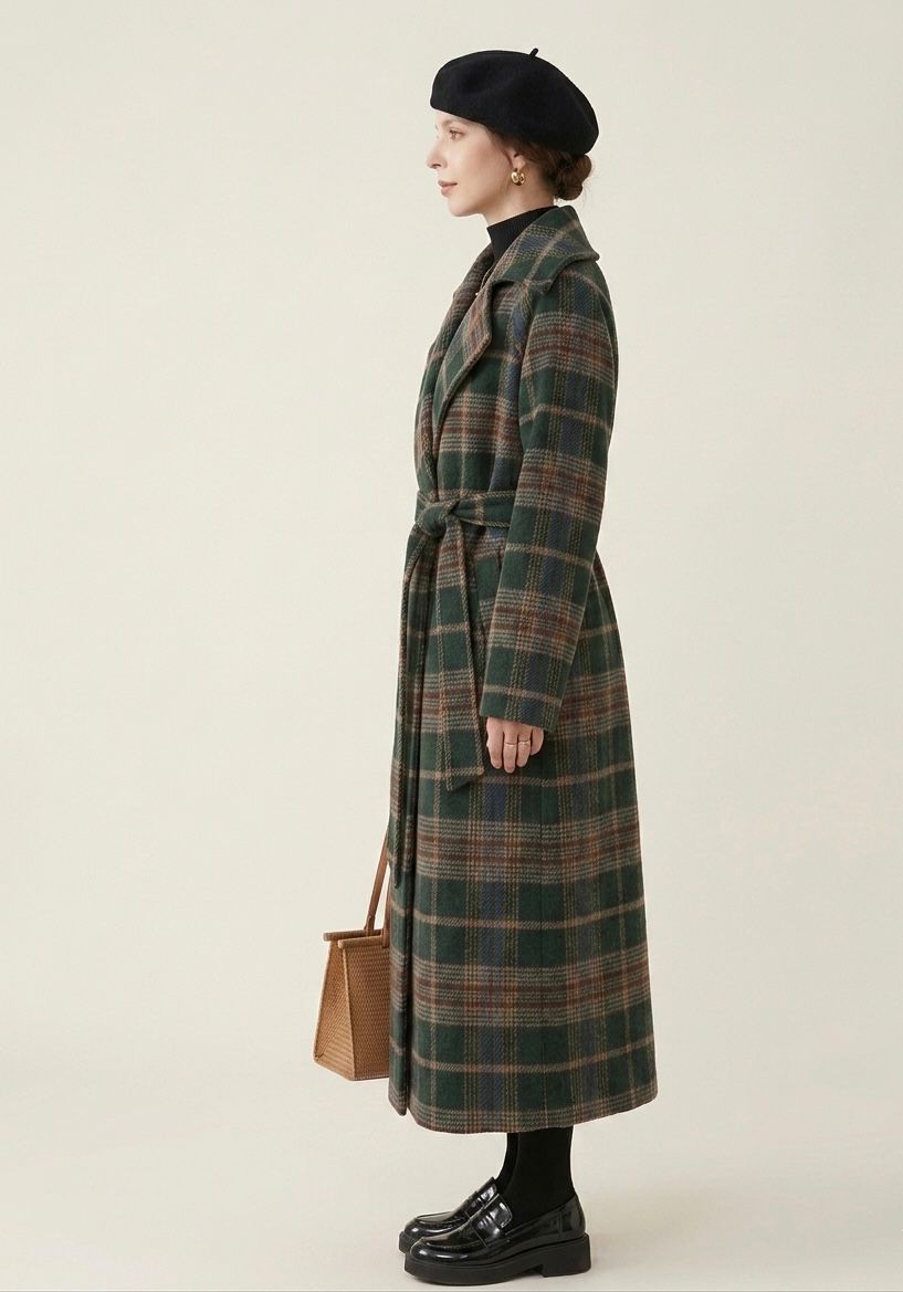 Ivy | Forest Green Check Longline Coat  — Final Edit