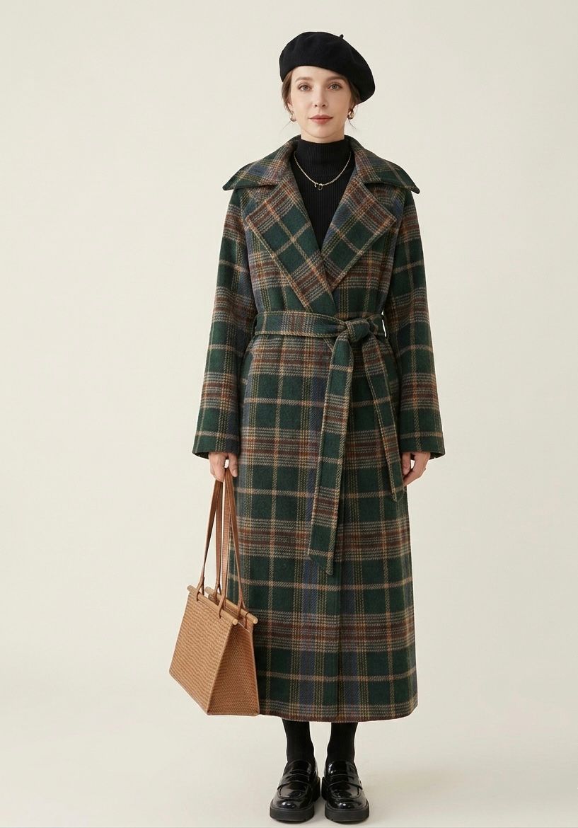 Ivy | Forest Green Check Longline Coat  — Final Edit