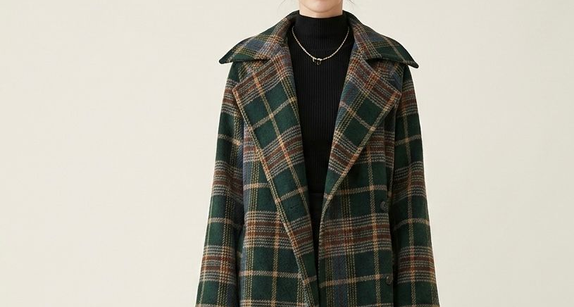 Ivy | Forest Green Check Longline Coat  — Final Edit