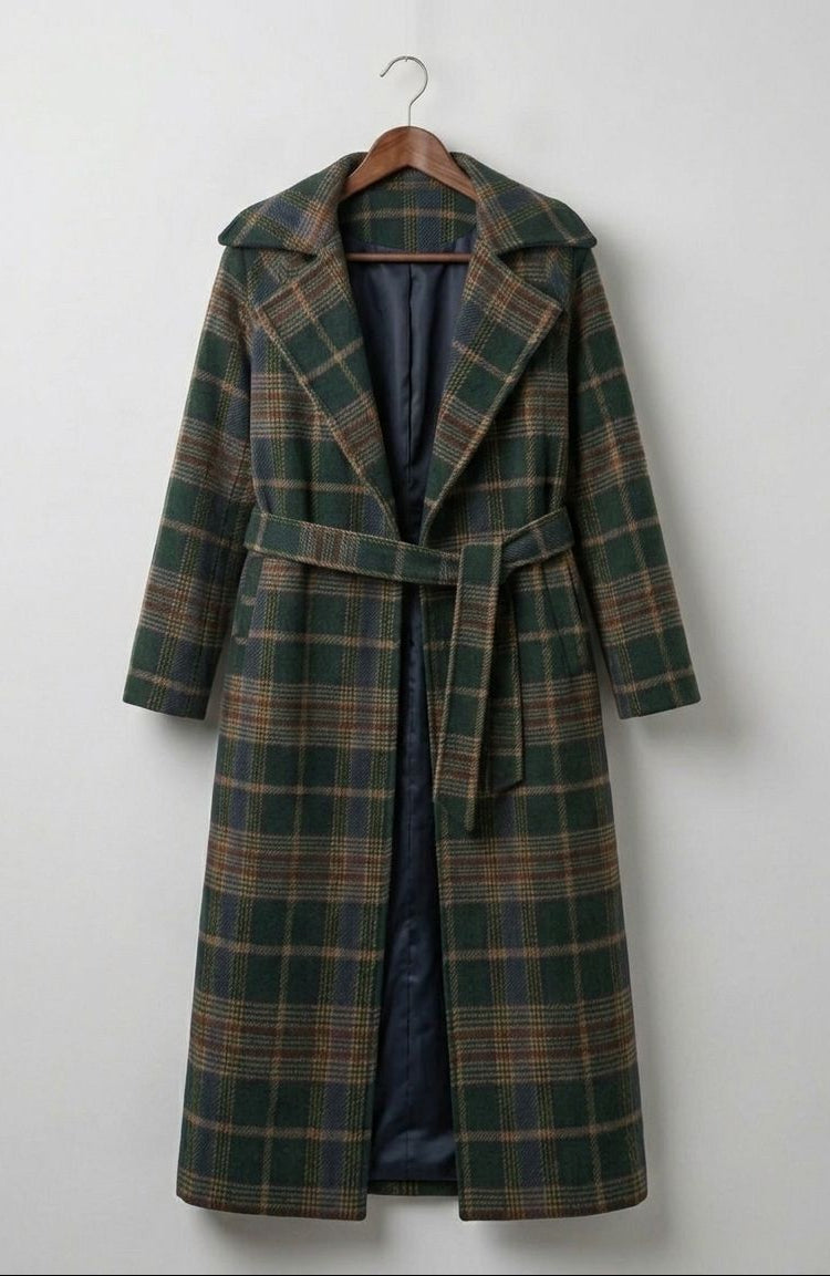 Ivy | Forest Green Check Longline Coat  — Final Edit