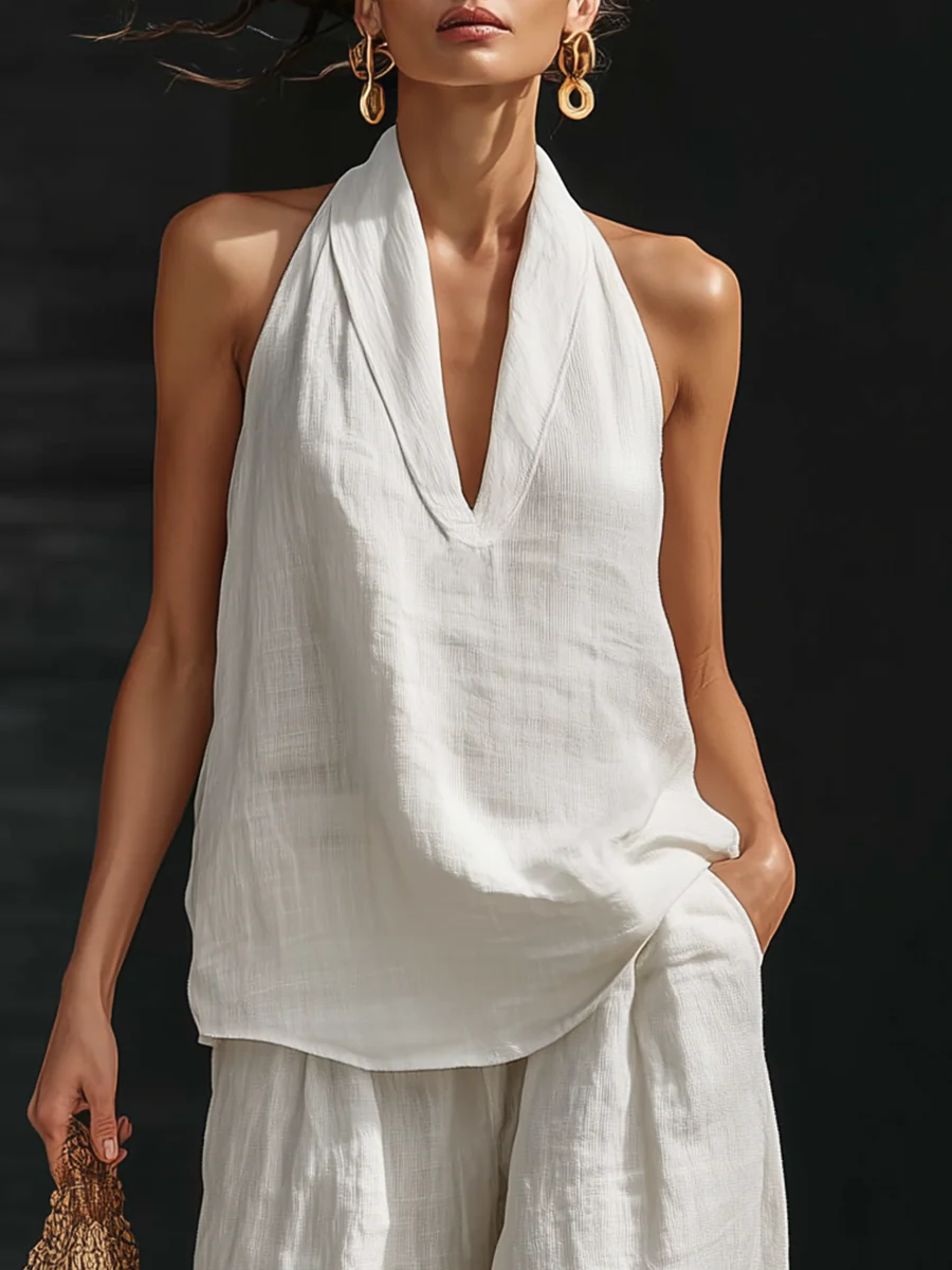 Zoe™ | Sleeveless Set with Wide Pants