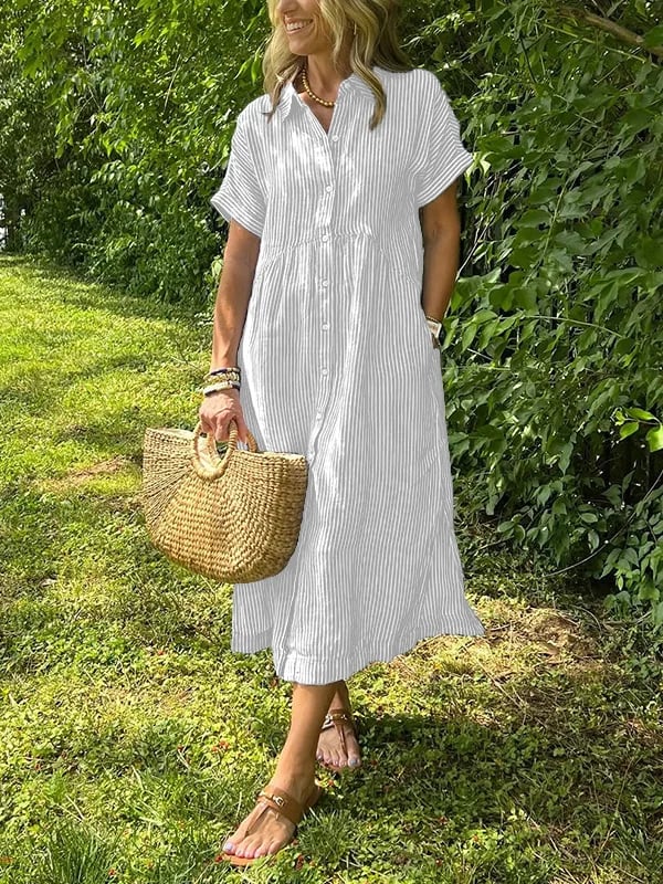 Women striped pocket dress