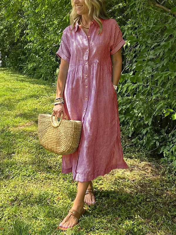 Women striped pocket dress