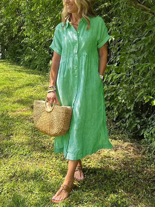 Women striped pocket dress