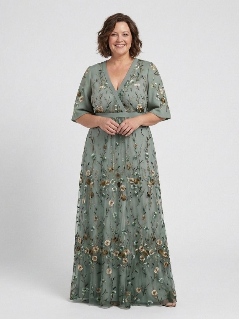 Stella & Grace™ | Floral V Neck Short Sleeve Maxi Dress