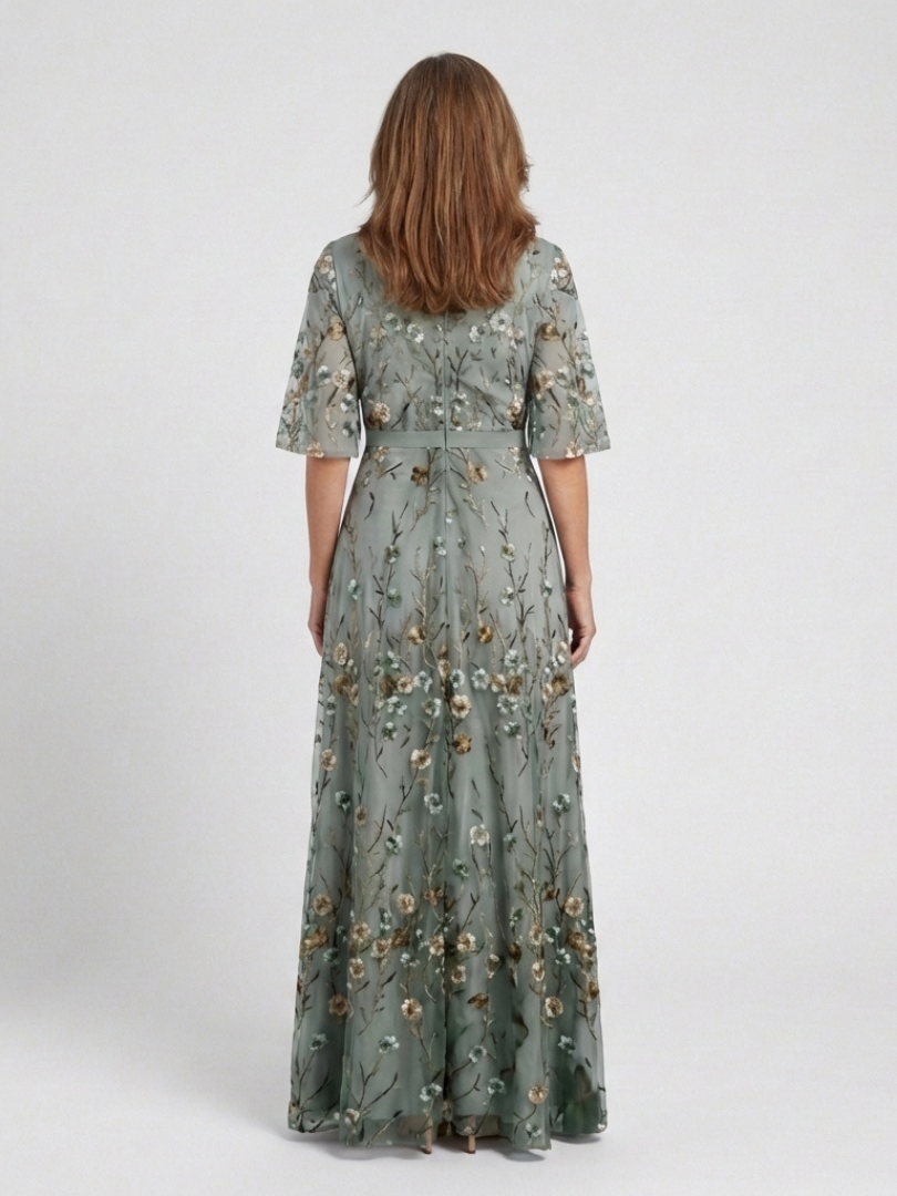 Stella & Grace™ | Floral V Neck Short Sleeve Maxi Dress
