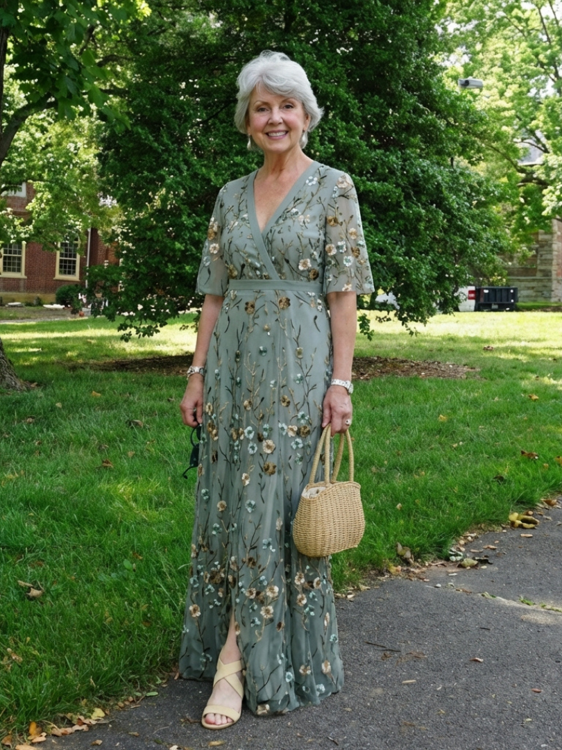 Stella & Grace™ | Floral V Neck Short Sleeve Maxi Dress