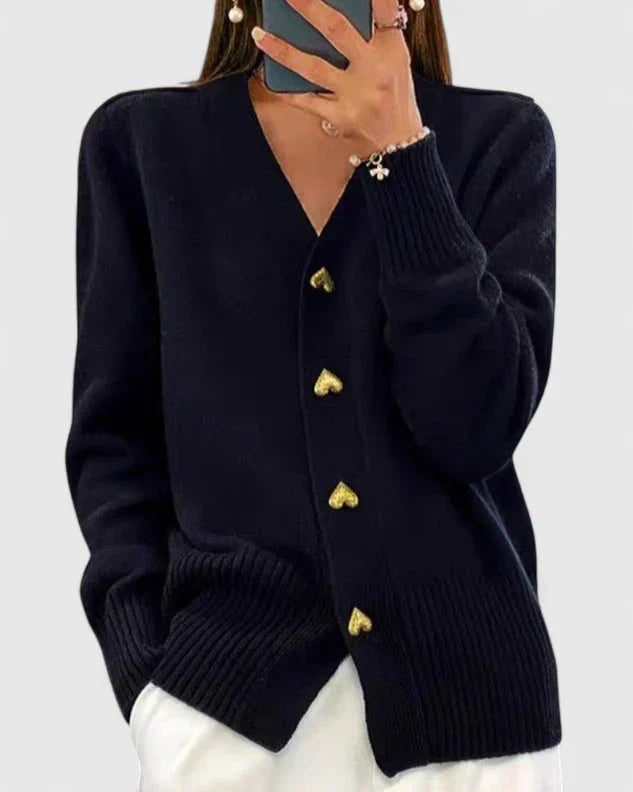 Lianne | Knitted Cardigan with Heart-Shaped Buttons