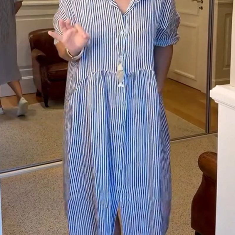 Women striped pocket dress
